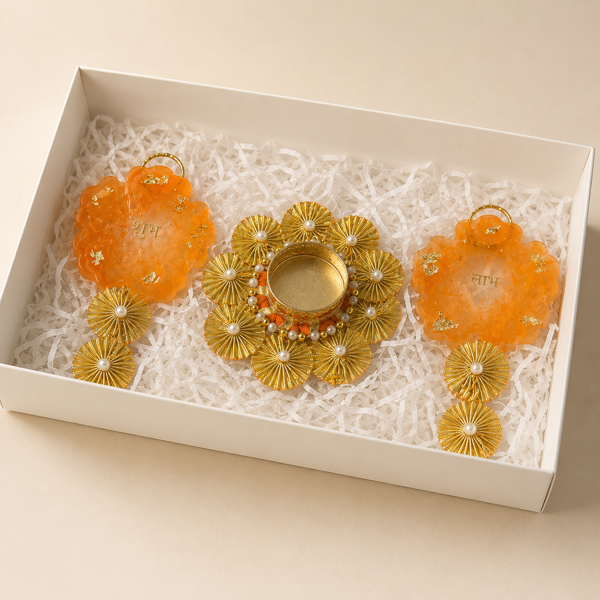Shubh Aarambh – Shubh Labh & Tealight Holder Gift Set