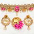 Premium Pink Lotus Festive Toran Set with Shubh Labh and Tealight Holder